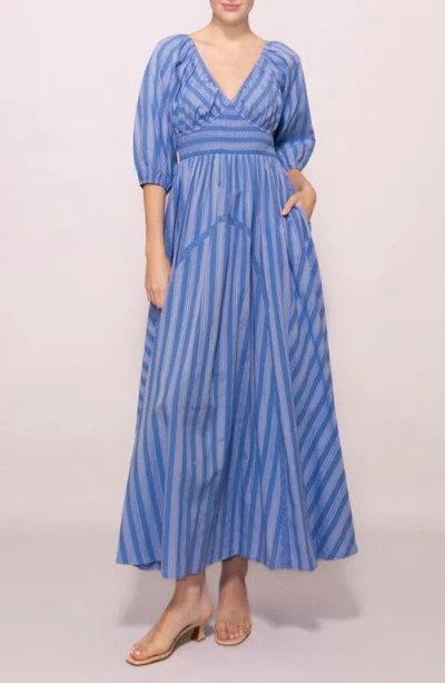 Melloday Stripe Maxi Dress In Blue