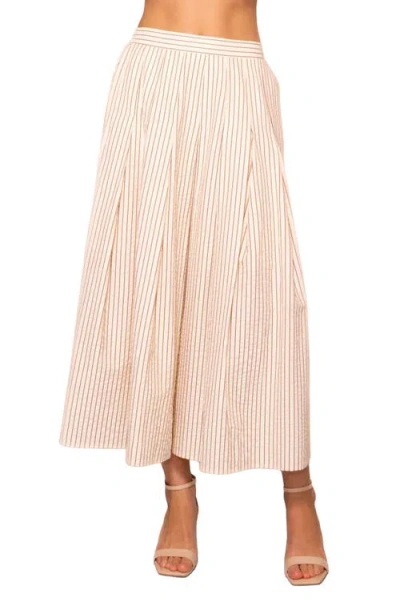 Melloday Stripe Pleated Seersucker Skirt In Transparent