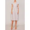 Melloday Stripe Poplin Midi Dress In Gray