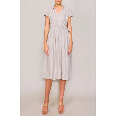 Melloday Stripe Poplin Midi Dress In Gray