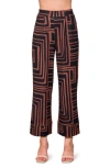Melloday Techno Print Wide Leg Pants In Brown
