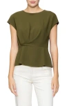 Melloday Techno Side Cinch Top In Green