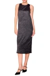 Melloday Textured Popover Shift Dress In Black