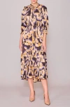 Melloday Three-quarter Sleeve Satin Midi Dress