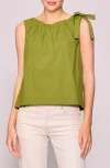 Melloday Tie Shoulder Sleeveless Top In Green