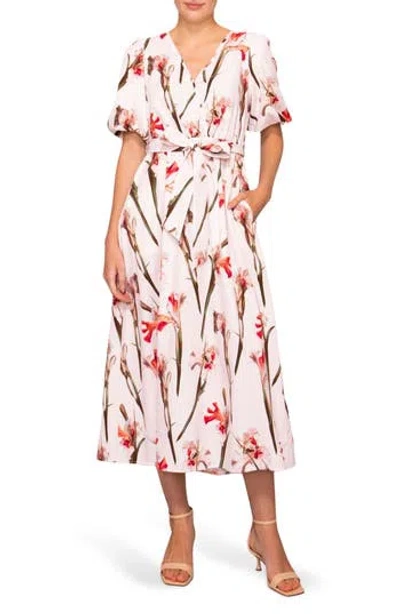 Melloday Tie Waist Midi Dress In Pink