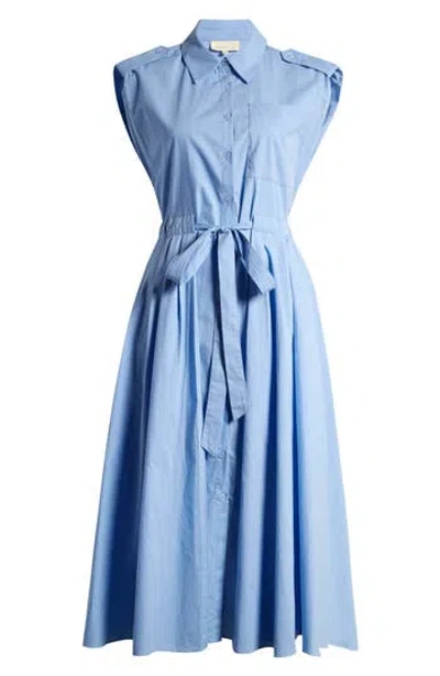 Melloday Tie Waist Poplin Midi Shirtdress