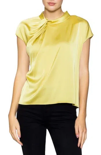Melloday Twist Detail Cap Sleeve Top In Yellow