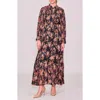 Melloday Twist Neck Long Sleeve Maxi Dress In Multi