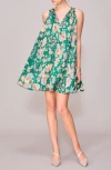 Melloday V-neck Sleeveless Pleated Satin Minidress