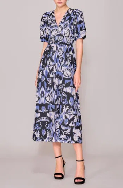 Melloday V-neck Smocked Waist Midi Dress