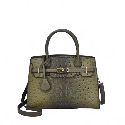 Mellow World Women's Virginia Ostrich Embossed Satchel In Olive In Green