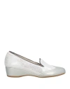 Melluso Lady Woman Loafers Silver Size 5 Leather, Textile Fibers