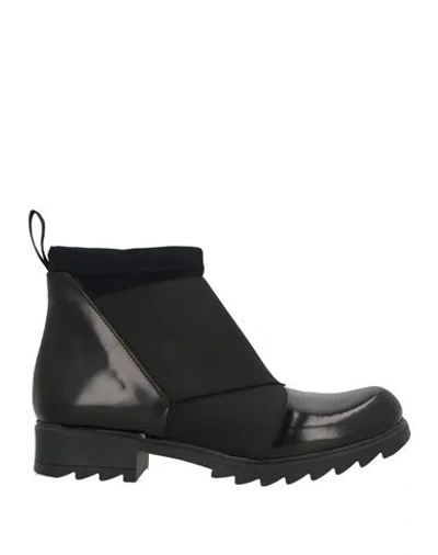 Melluso Woman Ankle Boots Black Size 7 Leather, Textile Fibers