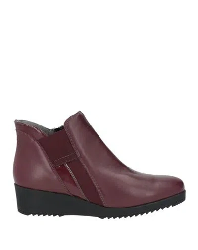 Melluso Woman Ankle Boots Garnet Size 7 Leather In Red