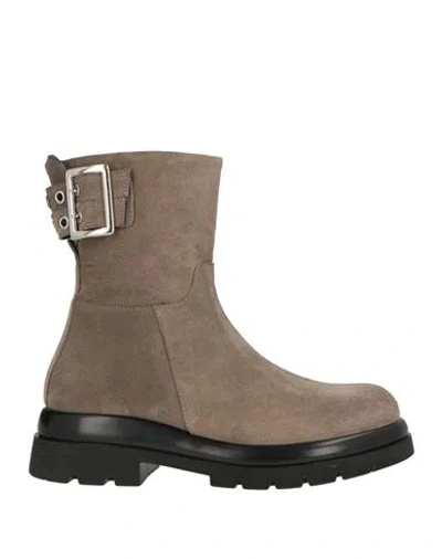 Melluso Woman Ankle Boots Taupe Size 8 Leather In Gray
