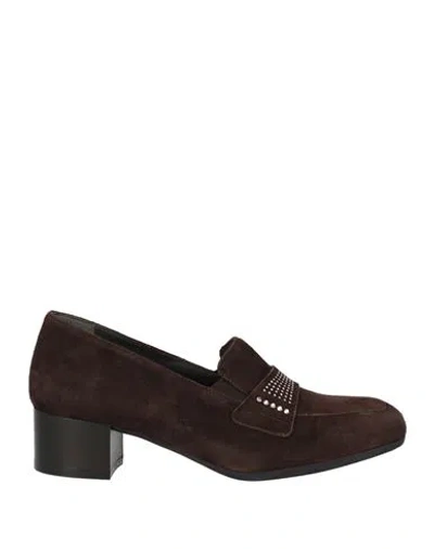 Melluso Woman Loafers Dark Brown Size 8 Leather