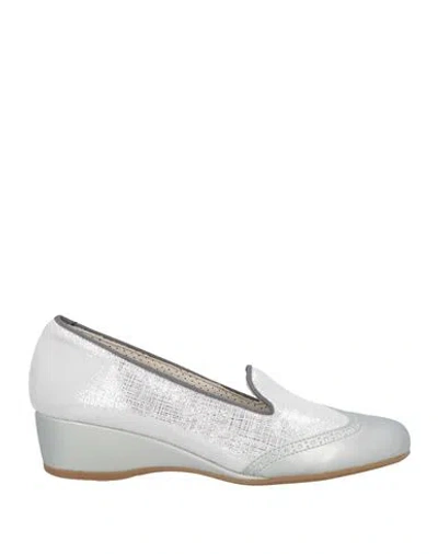 Melluso Woman Loafers Light Grey Size 10 Leather, Textile Fibers In Gray