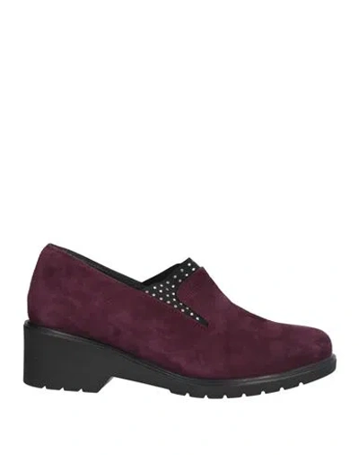 Melluso Woman Loafers Plum Size 10 Leather In Purple