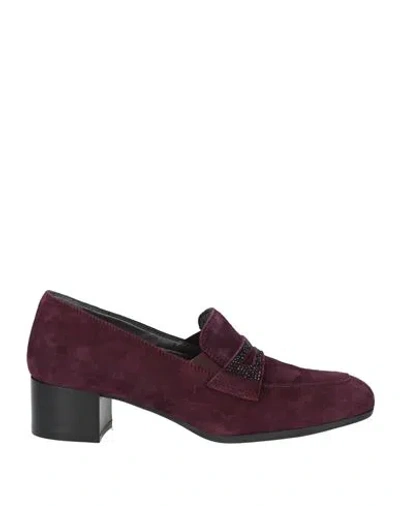 Melluso Woman Loafers Plum Size 9 Leather In Purple