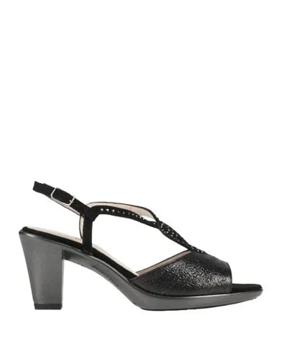 Melluso Woman Sandals Black Size 5 Leather