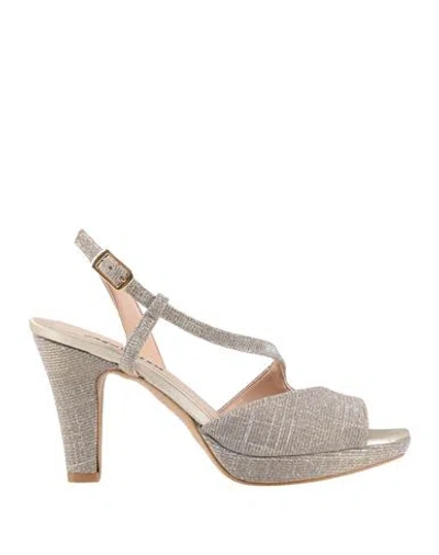 Melluso Woman Sandals Platinum Size 5 Textile Fibers In Animal Print