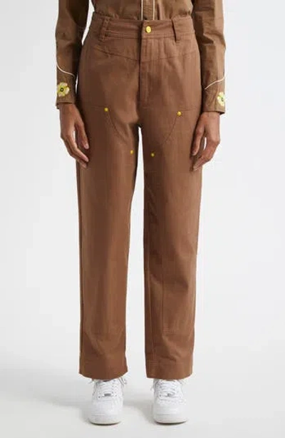 Melody Ehsani Country Western Straight Leg Carpenter Pants In Brown