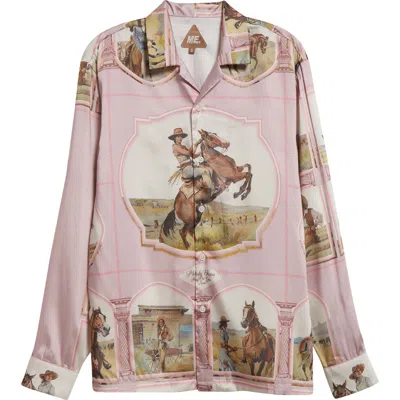 Melody Ehsani Cowgirl Satin Button-up Shirt In Mauve