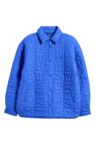 Melody Ehsani Monogram Quilted Shirt Jacket In Cobalt Blue