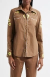 Melody Ehsani Ranch Embroidered Cotton Button-up Shirt