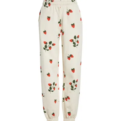 Melody Ehsani Strawberry Print Cotton Sweatpants In Buttercream