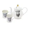 Melody Rose London Gold / Black / White Skull In Crown Tea For Two Set In Multi