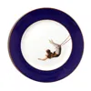 Melody Rose London Gold / Blue / White Trapeze Girl Cobalt Blue Dinner Plate In Multi