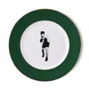 Melody Rose London Gold / Green / White Fighting Spirit Forest Green Dinner Plate In Multi