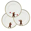 Melody Rose London Gold / White Bearing Love Set Of 3 Dessert Plates