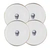 Melody Rose London Gold / White Rock And Roll Set Of 4 Dinner Plates In Multi