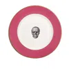 Melody Rose London Pink / Gold / White Raspberry Pink Skull Dinner Plate In Pink