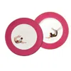 Melody Rose London Pink / Gold / White Raspberry Pink Trapeze Set Of Two Plates In Pink