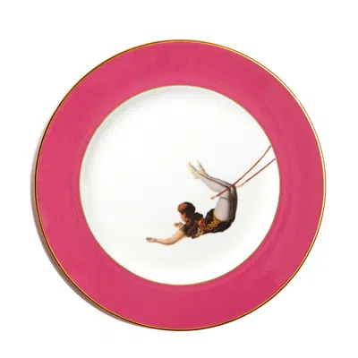 Melody Rose London Pink / Purple / Gold Raspberry Pink Trapeze Girl Dinner Plate