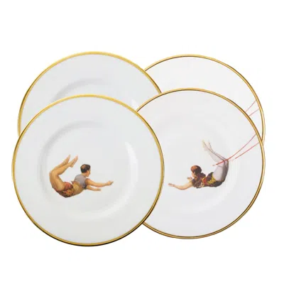 Melody Rose London White Acts Of Daring Set Of Four Plates