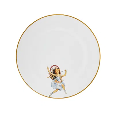 Melody Rose London White / Gold Berta Bone China Salad Plate In Multi