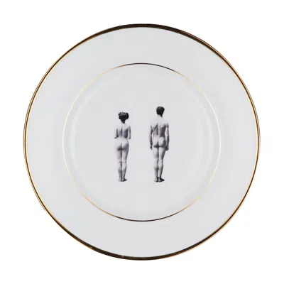MELODY ROSE LONDON WHITE / GOLD MODELS BONE CHINA DINNER PLATE