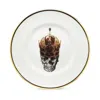 Melody Rose London White / Gold / Red Skull In Red Crown Dessert Plate In Multi