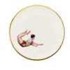 Melody Rose London White / Gold / Red Trapeze Boy Dinner Plate In Multi