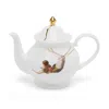 Melody Rose London White / Gold / Red Trapeze Tea For One Teapot In Multi