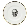Melody Rose London White / Gold Skull Bone China Dessert Plate In Multi