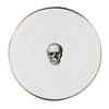 Melody Rose London White / Gold Skull Bone China Dinner Plate In Multi