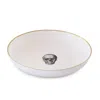 Melody Rose London White / Gold Skull Bone China Large Pasta / Serving Bowl In Multi