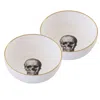 Melody Rose London White / Gold Skull Set Of Two Cereal Bowls In White