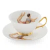 Melody Rose London White / Gold Trapeze Boy Teacup & Saucer